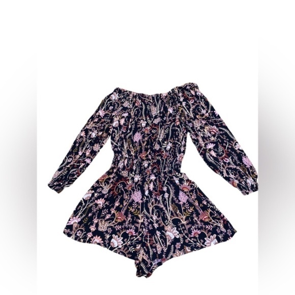 FREE PEOPLE - Pretty and Free Black Floral Print Romper - Picture 2 of 7